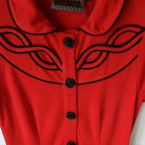 Rosey Red Pinup Dress by Voodoo Vixen